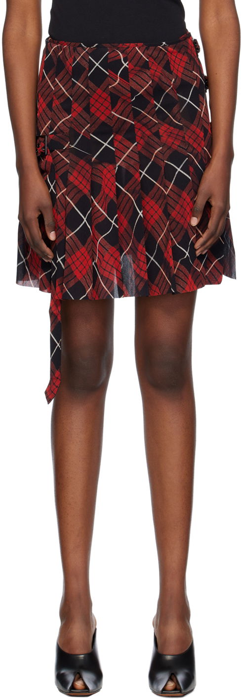 Krila Jean Paul Gaultier Distorted Tartan Skirt Rdeča | 24/31-F-JU105-T568-300001