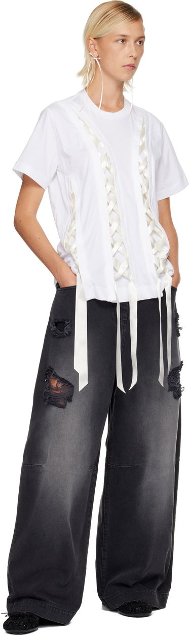 Majica Simone Rocha Simone Rocha Unraveling Ribbon T-shirt Bela | 5368 0553, 3