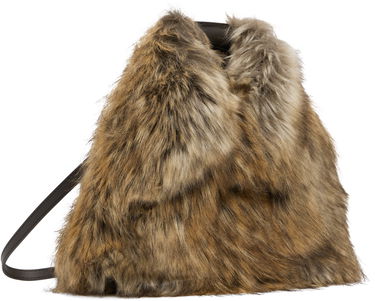 Torbica Maison Margiela MM6 Maison Margiela Triangle Crossbody Faux-Fur Bag Rjava | SB6WD0026P8486, 2