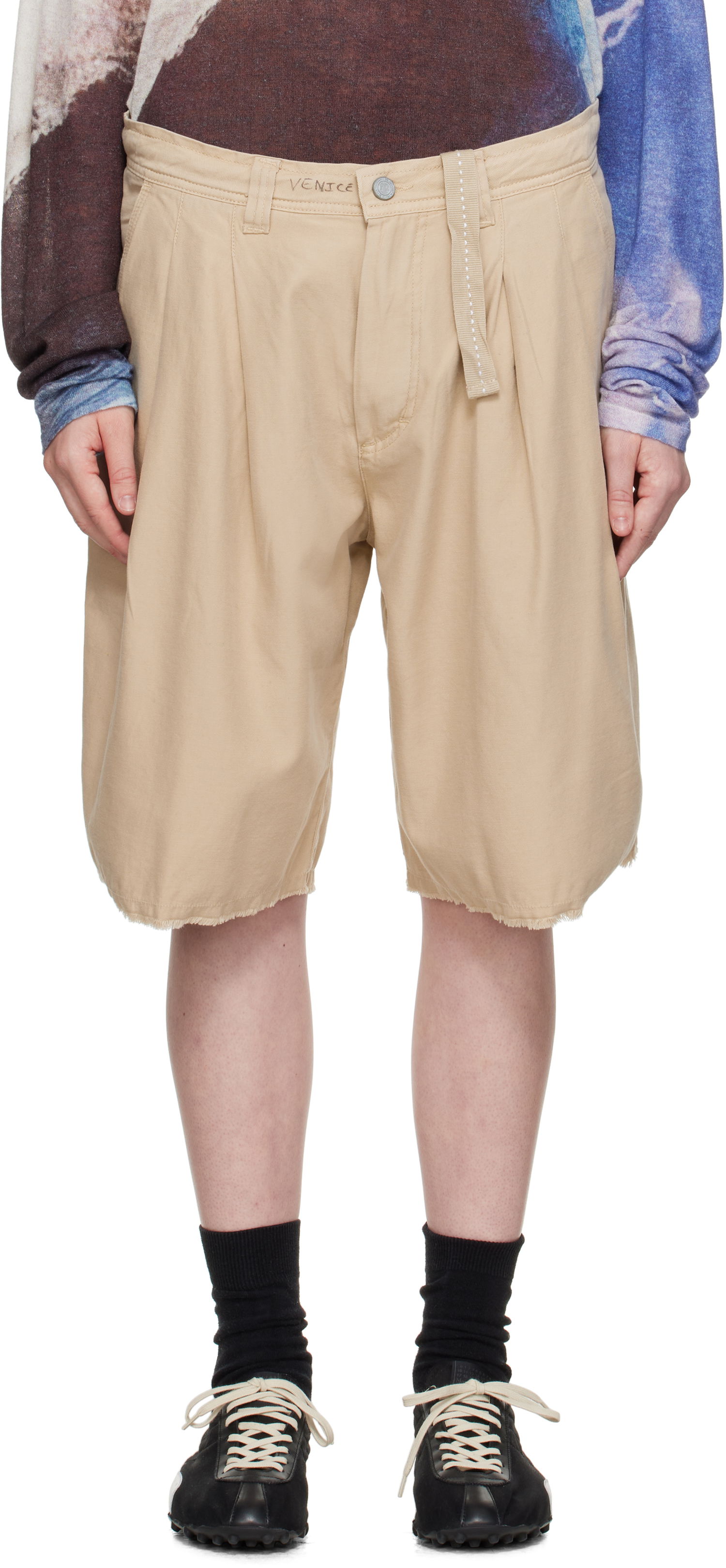 Kratke hlače ERL ERL Distressed Chino Shorts Bež | ERL10P009, 0