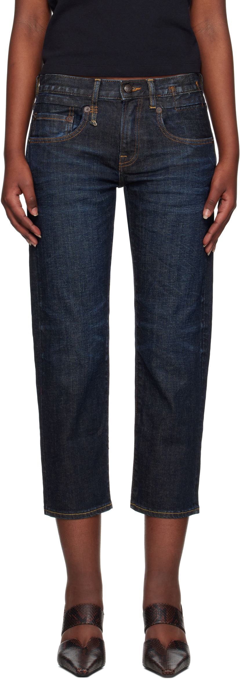 Kavbojke R13 R13 Boy Straight Cropped Jeans Modra | R13W0091-D099A