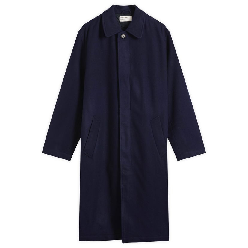 Plašči Universal Works Mowbray Wool Mac Coat, Size Small Mornarica | 33104-NVY