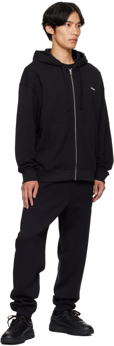 Pulover BOSS Relaxed-Fit Cotton Terry Zip-Up Hoodie Črna | 50548651, 4