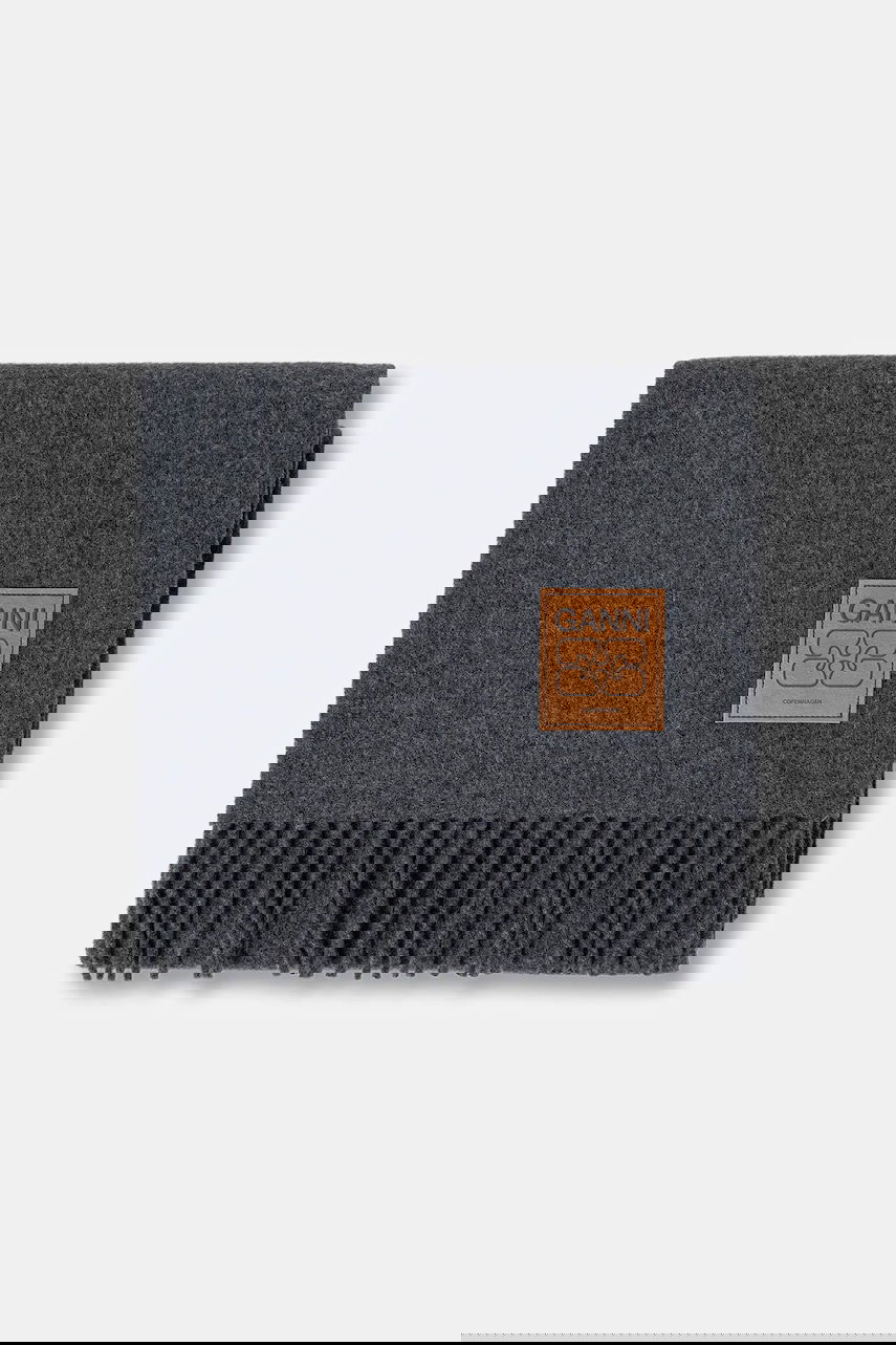 Šala GANNI Smooth Double Face Wool Solid Scarf Siva | A6932, 1