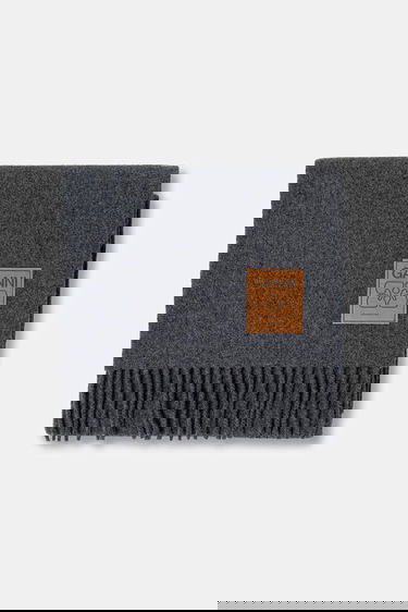 Šala GANNI Smooth Double Face Wool Solid Scarf Siva | A6932, 1