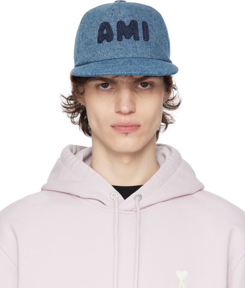 Kapa AMI AMI Paris Cotton Patch Trucker Cap Modra | UCP028.DE0046