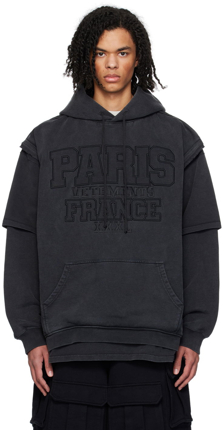 Pulover VETEMENTS XXXL Paris Hoodie Črna | UE64HD280B