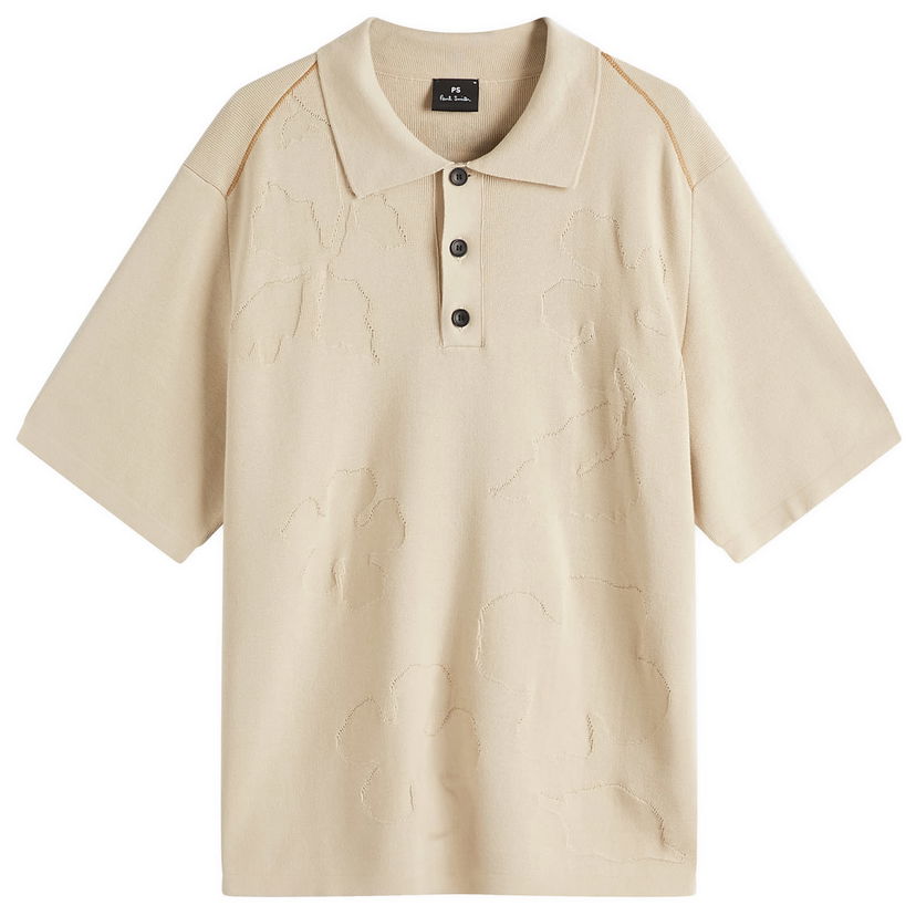 Polo majica Paul Smith Paul Smith Flower Knit Polo Shirt, Size Large Bež | M2R-330Z-P22367-03