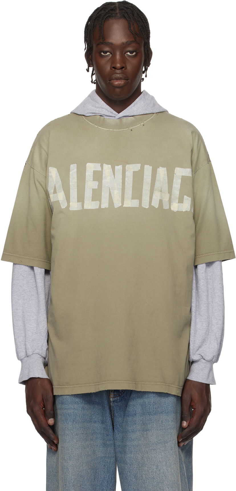 Majica Balenciaga New Tape Type Medium Fit T-Shirt Zelena | 739784TOVA9