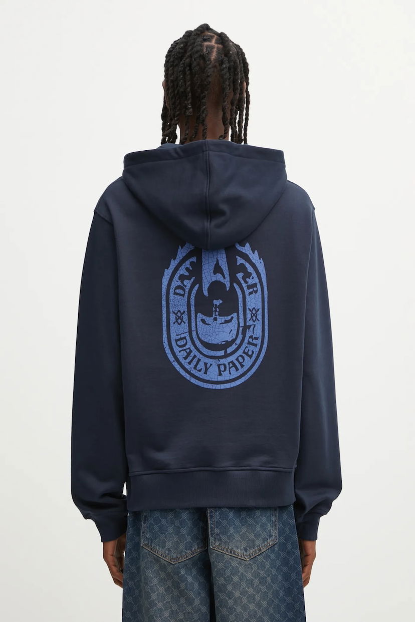 Pulover DAILY PAPER Daily Paper Candle Label Graphic Print Hoodie Mornarica | 2521106