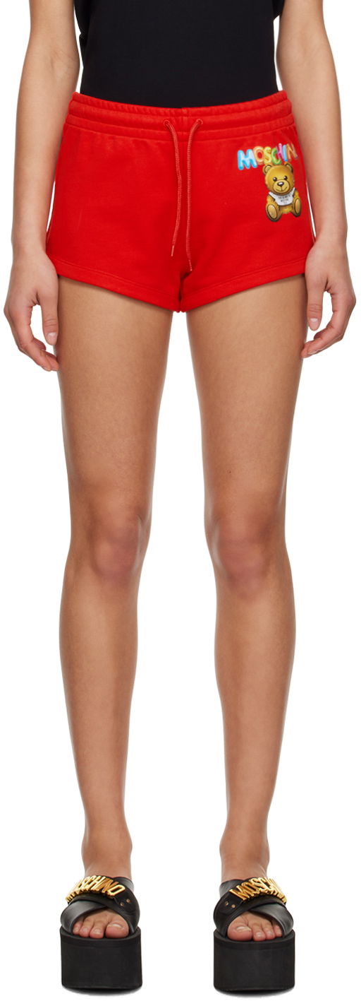 Kratke hlače Moschino Teddy Bear Print Sweatshorts Rdeča | 0328 0428