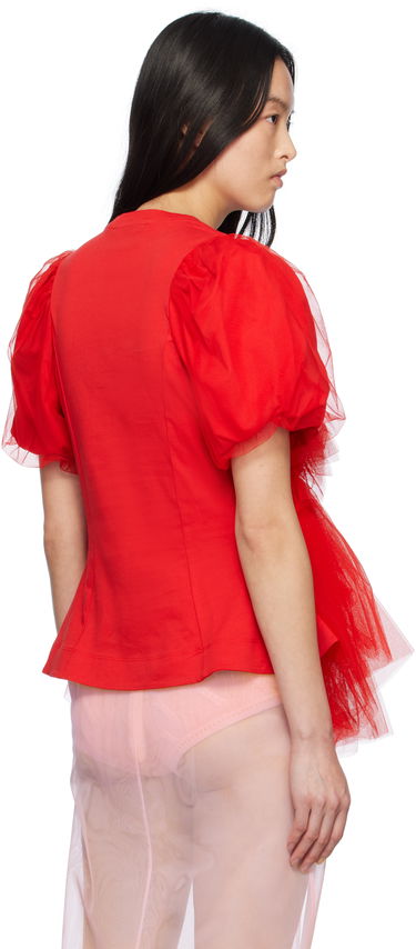 Majica Simone Rocha Simone Rocha Tulle Overlay Puff Sleeve Tutu Hem T-Shirt Rdeča | 5310 0553, 2