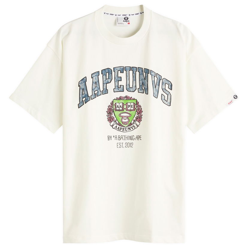 Majica AAPE by A Bathing Ape AAPE College Theme T-Shirt, Size Large Bela | AAPTEM1626XX-IVO