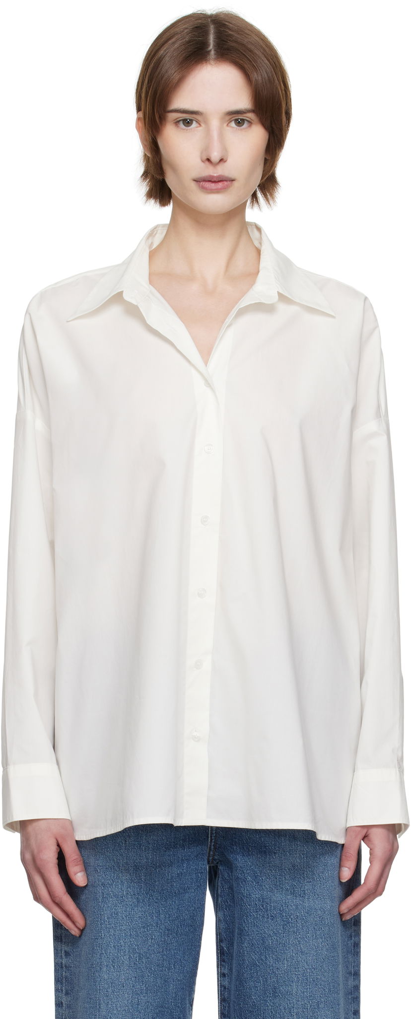 Srajce AGOLDE AGOLDE Roux Relaxed-Fit Shirt Bela | A7354-1769