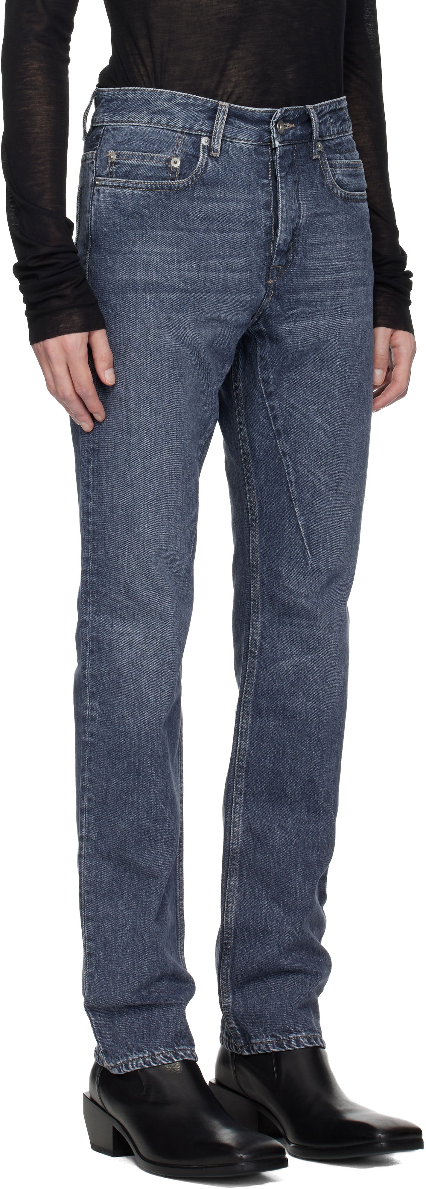 Kavbojke Rick Owens Concordians Fog Cut Jeans Modra | DU02E7397 DGY, 1