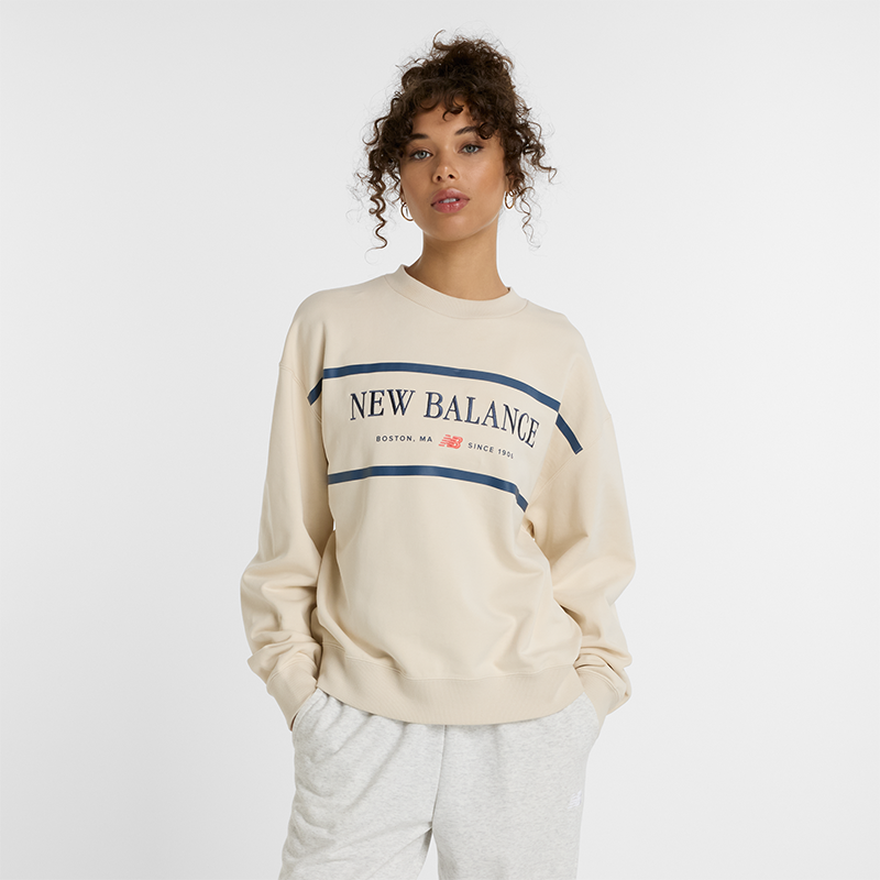 Pleteni pulover New Balance Crewneck Sweatshirt WT51923 Bež | NBWT51923LIN