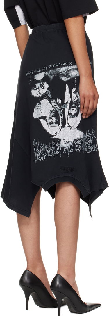 Krila VETEMENTS Vetements Cradle Of Filth Print Asymmetrical Midi Skirt Črna | WCF76SK690M, 2