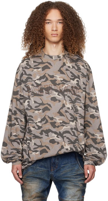 Pleteni pulover We11done We11done Camo Long Sleeve T-Shirt Siva | WD-TT0-24-792-U-GY, 0