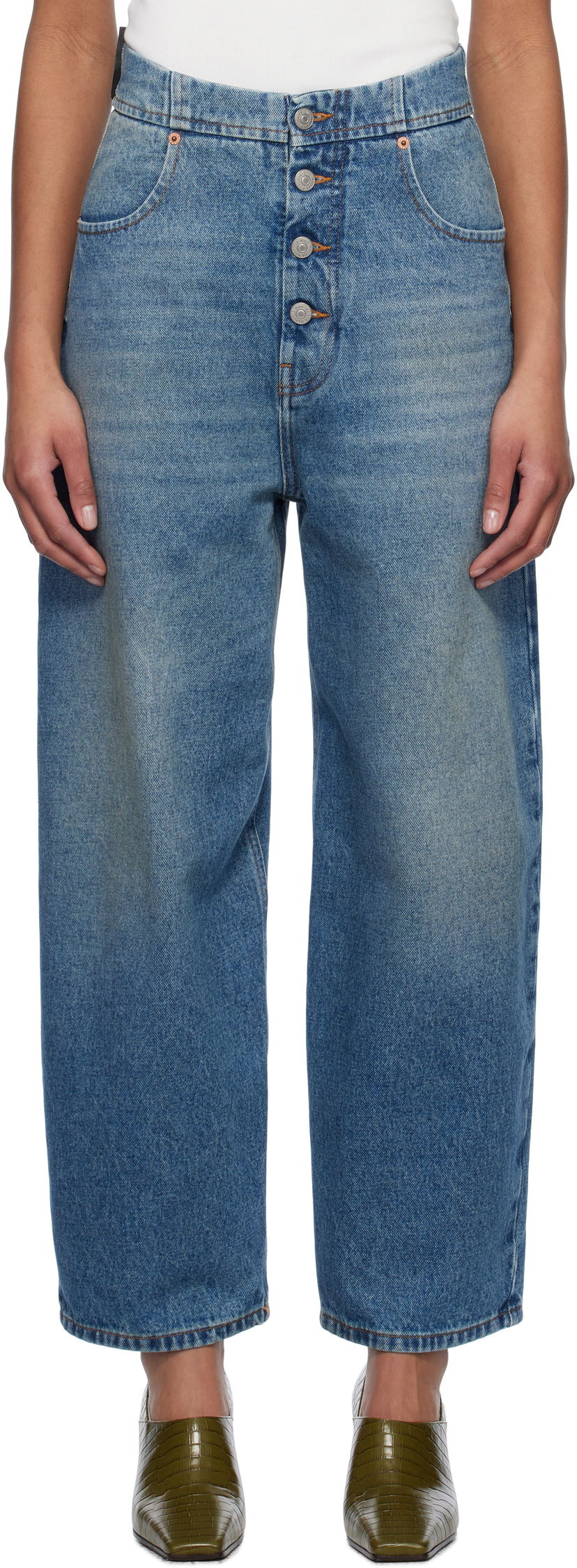Kavbojke Maison Margiela MM6 Maison Margiela Button Jeans Modra | S52LA0235 M30018