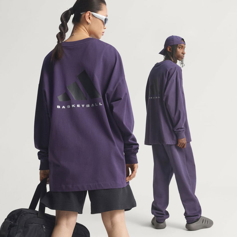 Majica adidas Performance Basketball Loose Fit Long Sleeve T-Shirt Lila | JX5581