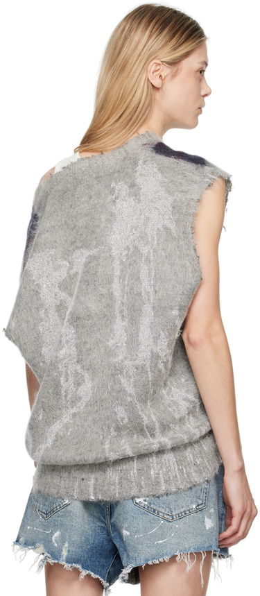 Pleteni pulover R13 R13 Oversized Argyle Vest Siva | R13WY244-Y058B, 2