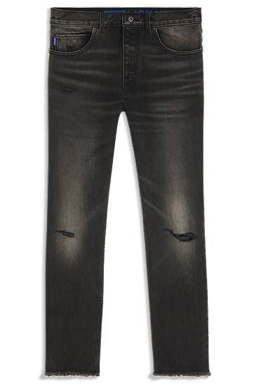Kavbojke BOSS Regular Fit Distressed Denim Jeans Črna | 50541593