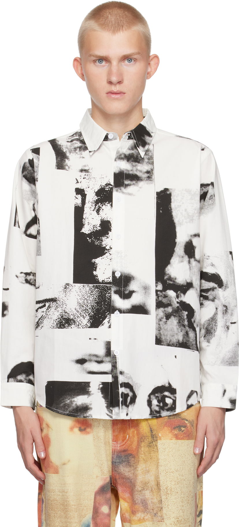 Srajce KidSuper Collage Faces Shirt Bela | AW24-LTP-14