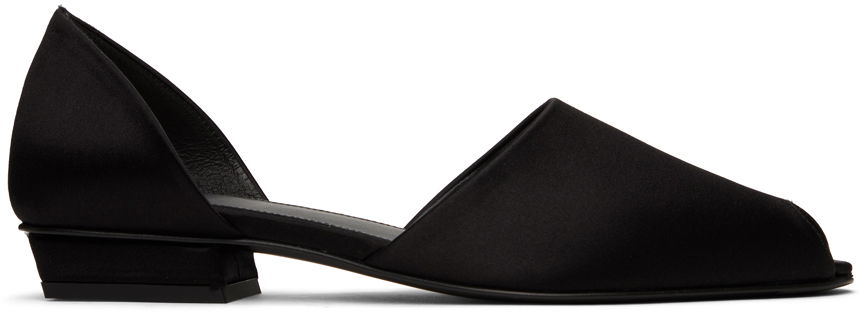 Oblačila TOTEME TOTEME 'The Peep-Toe' Satin Slippers Črna | 233-8022-830, 0