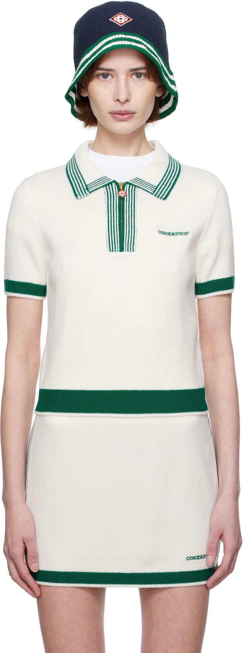 Krila Casablanca Casablanca Knit Tennis Polo Bela | WPS25-KW-856-01