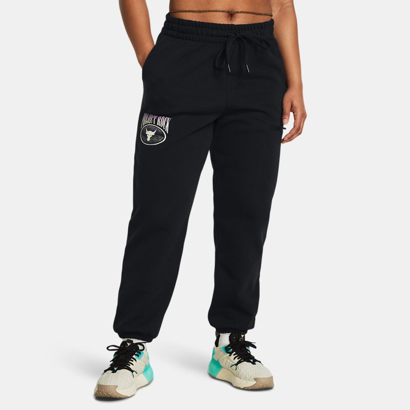Hlače in kavbojke Under Armour Project Rock Heavyweight Hose aus French-Terry für Damen Schwarz / Violett Ace / Schwarz Črna | 1383305-001