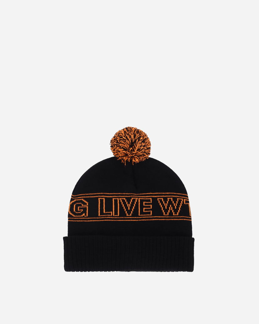 Beanie WTAPS Pom-Pom Beanie with Logo Band Črna | 242MADT-HT03 002