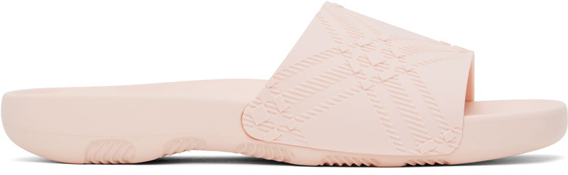 Oblačila Burberry Burberry Embossed Check Dive Slides Roza | 8102135