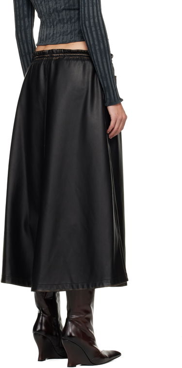 Krila Diesel O-Blivion Drawstring Faux-Leather Midi Skirt Črna | A18387 0LHBE, 2