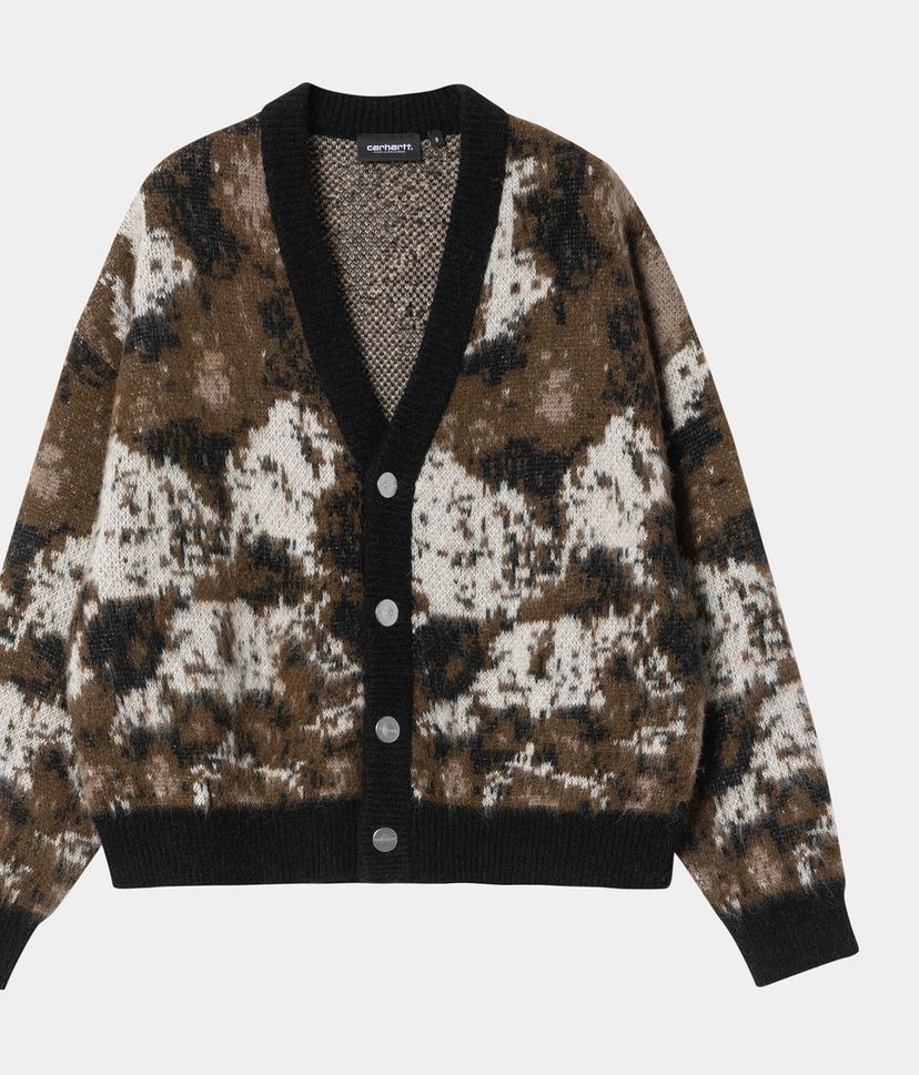 Pleteni pulover Carhartt WIP Merlin Cardigan Wild Dog Jacquard Rjava | I035417_5