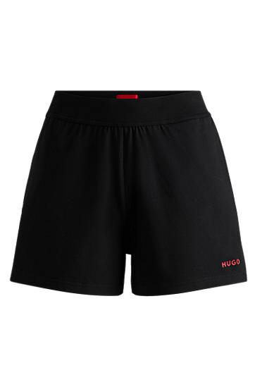 Kratke hlače BOSS HUGO Relaxed-Fit Stretch Jersey Shorts with Logo Črna | 50490596