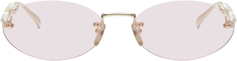 Sončna očala Gucci Gucci Oval Frame Sunglasses with Pearl Embellishment Roza | GG1922S-004