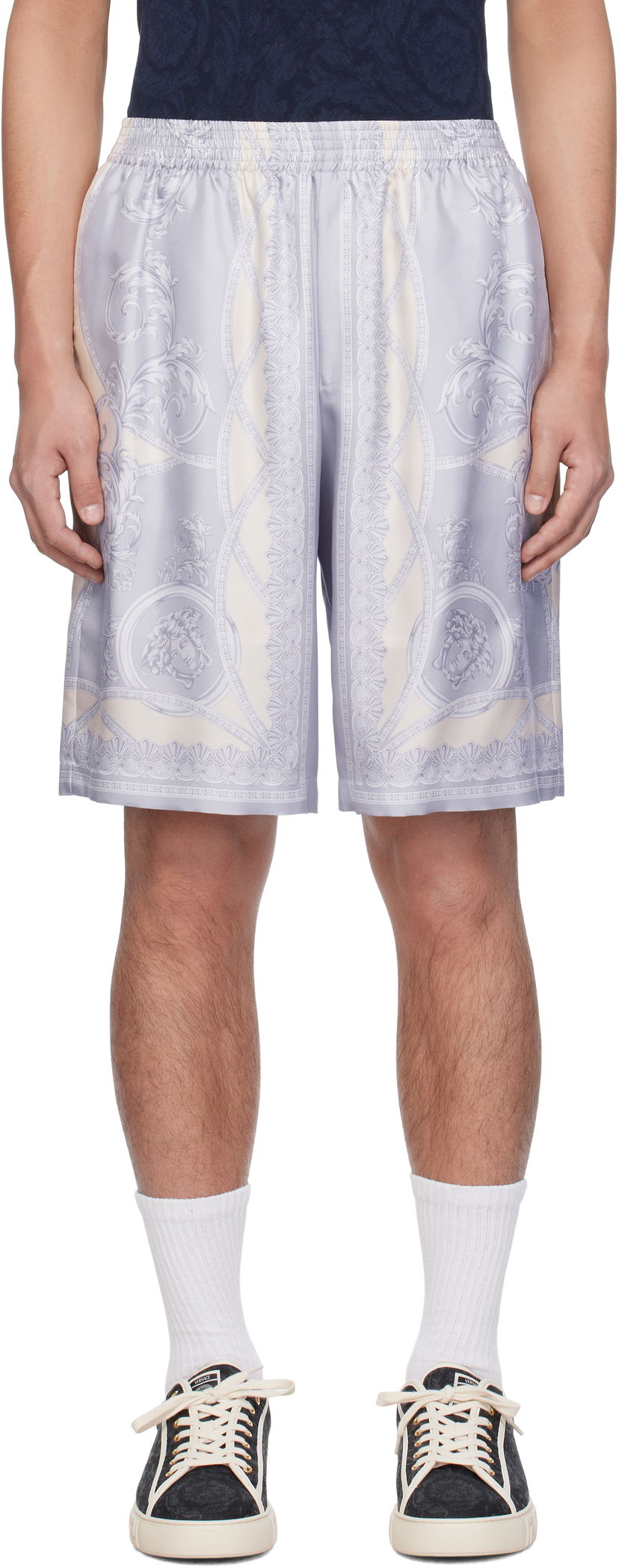 Kratke hlače Versace Versace 'La Coupe des Dieux' Silk Shorts Lila | 1002476_1A11391