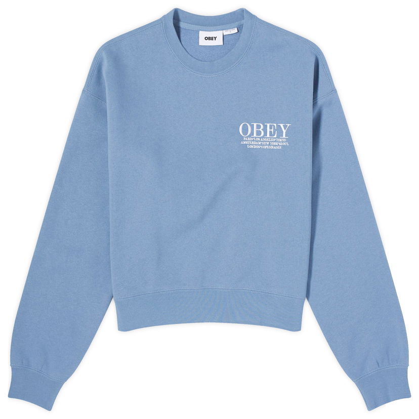 Pulover OBEY Cities Crewneck Modra | 211600155-COE