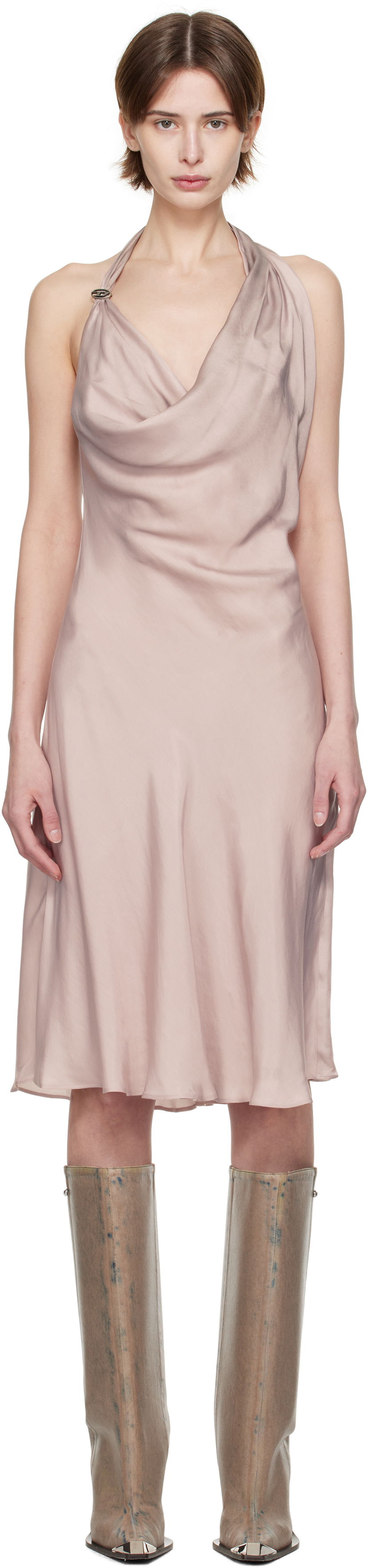 Obleke Diesel Diesel D-Estiny Halter Neck Midi Dress Roza | A16221 0JNAC