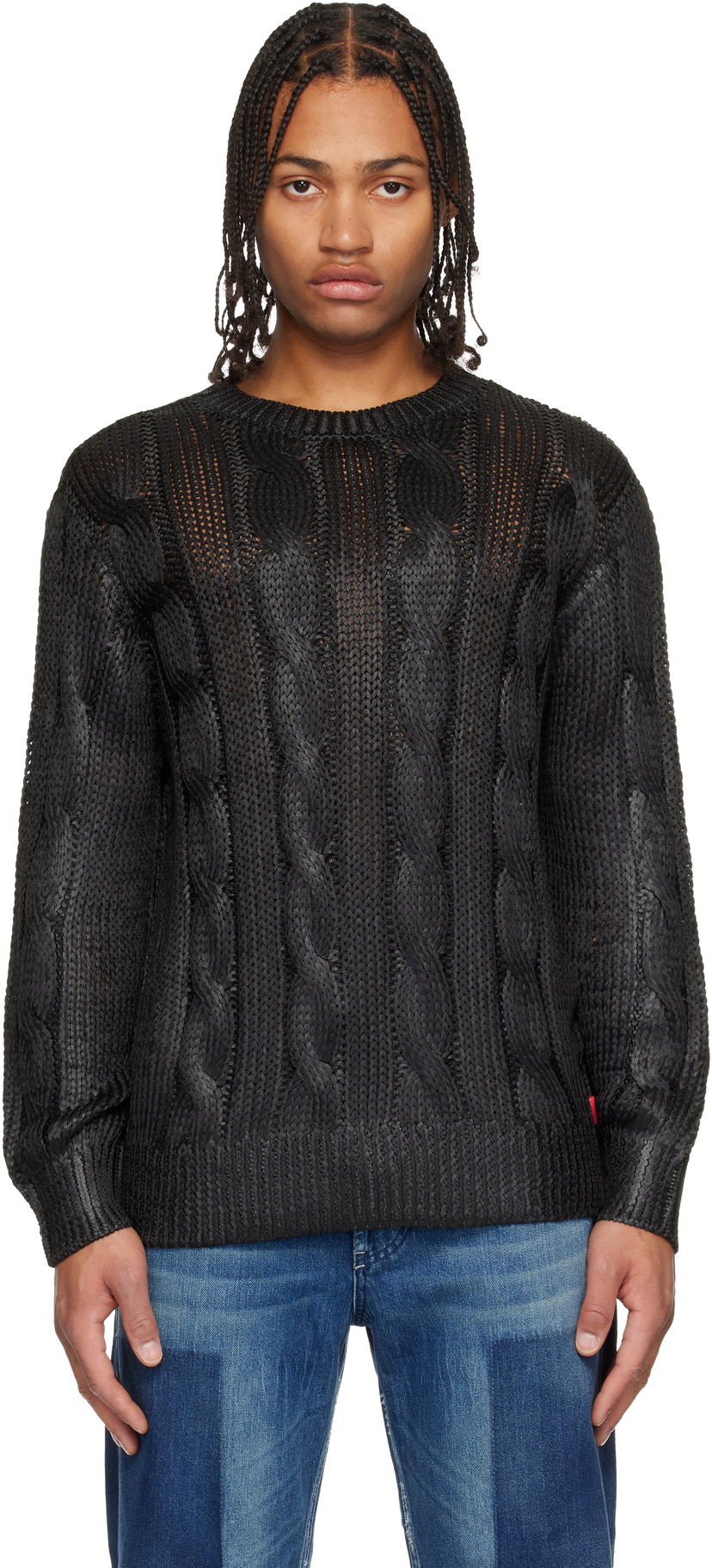Pleteni pulover Diesel K-Michiu Cable Knit Sweater Črna | A19187-0NKCP-9XX