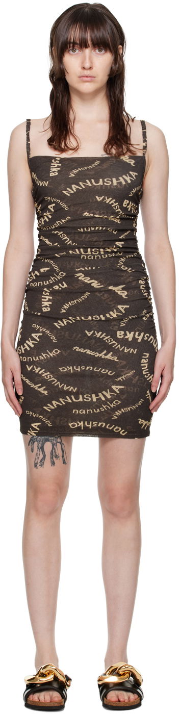 Obleke Nanushka Adie Mini Bodycon Dress Rjava | NW22PFDR00177