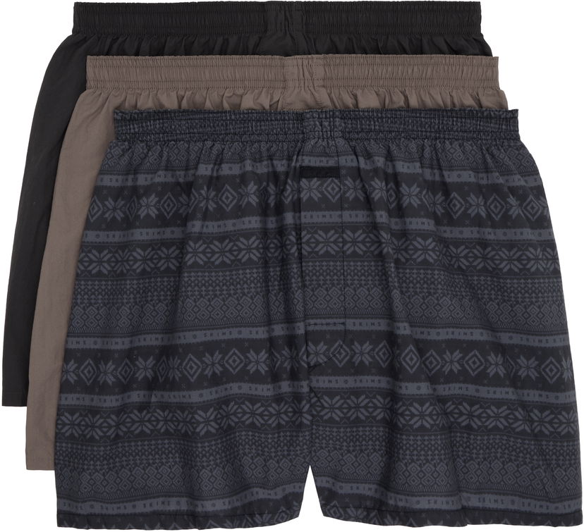 Boksarice SKIMS Three-Pack Poplin Boxers Črna | BS-BXS-7243M