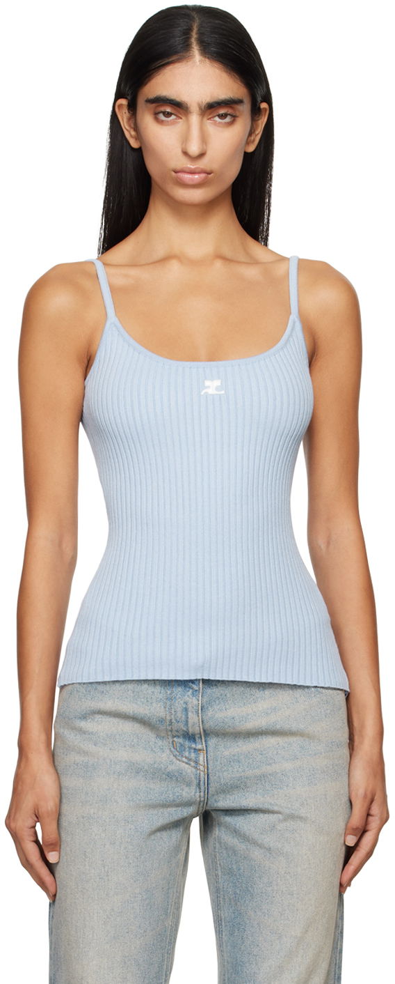 Majica brez rokavov Courrèges Rib Knit Camisole Modra | PERMDE012FI0001, 0