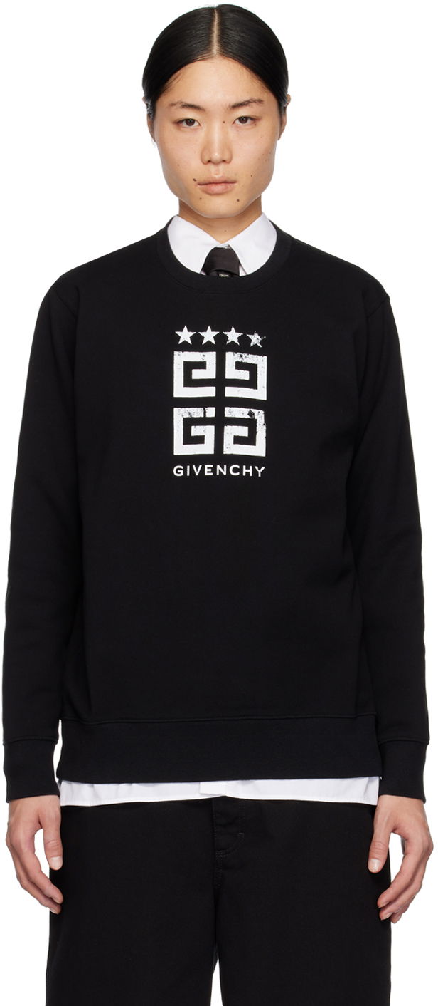 Pulover Givenchy 4G Stars Sweatshirt Črna | BMJ0HA3YEL001