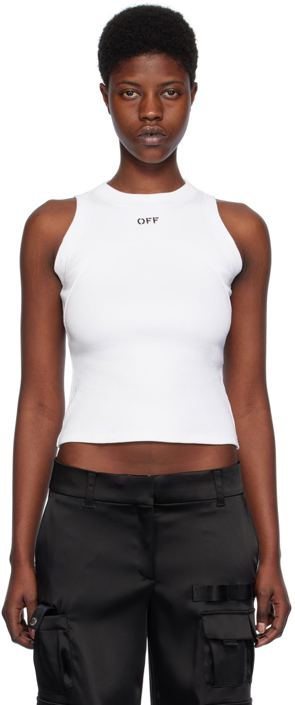 Majica brez rokavov Off-White White 'Off' Stamp Tank Top Bela | OWAD236C99JER0010110