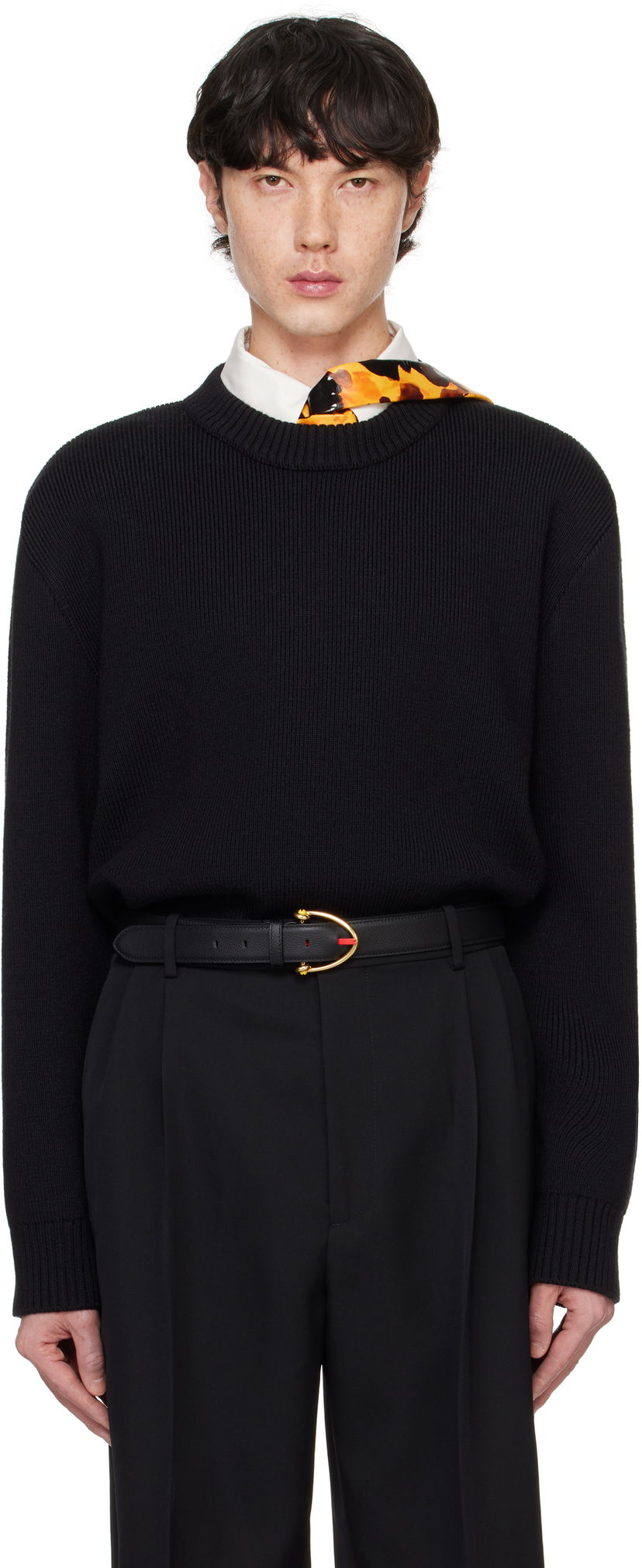Pleteni pulover Bottega Veneta Wool Tailored Sweater Črna | 804253 V4O20 1000