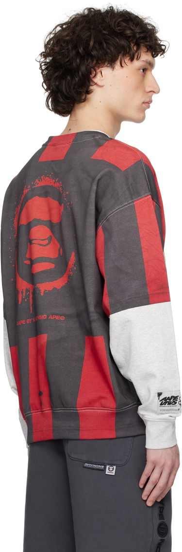 Pleteni pulover AAPE by A Bathing Ape AAPE by A Bathing Ape Moonface Crewneck Sweatshirt Rdeča | AAPSWMC328XXOWH2, 2
