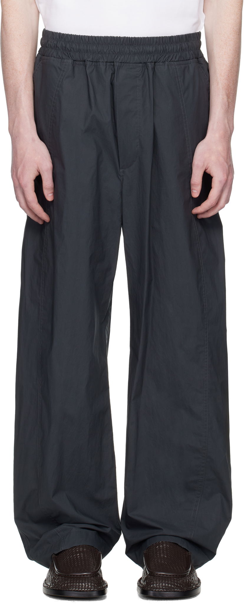 Hlače Bottega Veneta Bottega Veneta Resinated Cotton Trousers Siva | 826832V5D201592