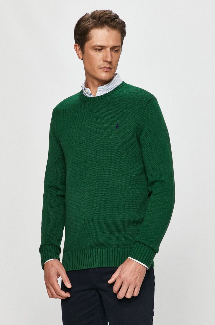 Pleteni pulover Polo by Ralph Lauren Ralph Lauren Knitted Crewneck Sweater Zelena | 710810846003