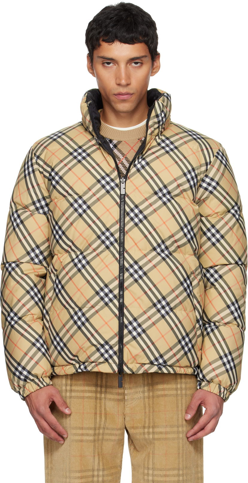 Puhovka Burberry Burberry Check Puffer Jacket Bež | 8111379